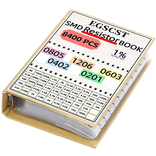 8400PCS 0805+1206+0603+0402+0201 Kit de resistencias SMD de 0Ω a 1MΩ 1%, Libro de muestras de surtido de componentes electrónicos para proyectos de