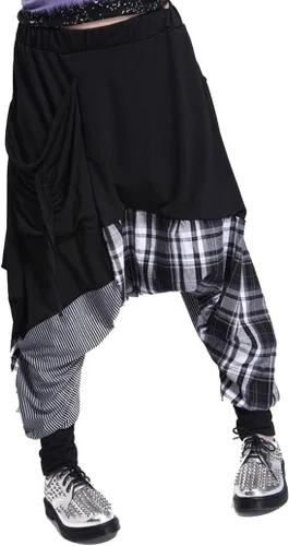 ellazhu Pantalones de harén casuales para mujer, con cintura baja, bolsillos con estampado a cuadros, para hip hop, pantalones de yoga GY206 A