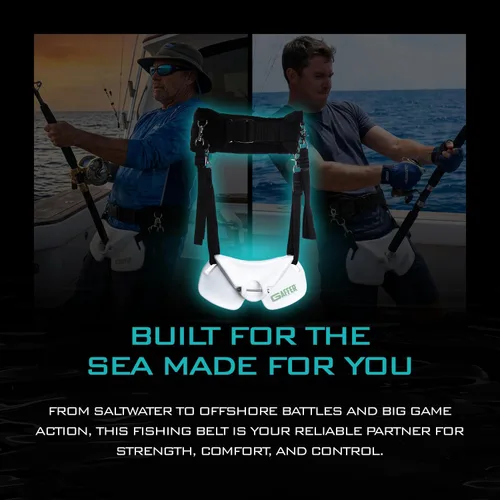 Miniatura 6 de GAFFER SPORTFISHING Cinturón de pesca de cuerpo ancho - cardanes ABS con pasador de bloqueo de acero inoxidable, acolchado de espuma EVA Negro - 28