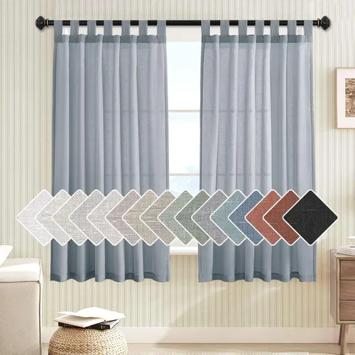 Miniatura 39 de H.VERSAILTEX Cortinas aireadas mezcladas de lino natural con pestaña superior para sala de estar, decoración del hogar, material suave y rico que