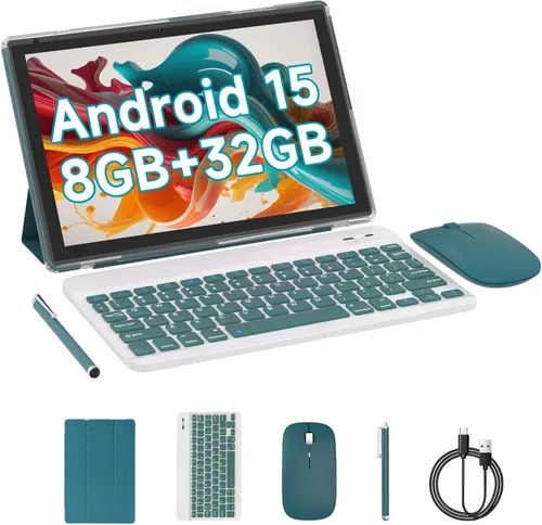 Miniatura 9 de Tablet Android 15, 10 pulgadas 8 GB RAM+64 GB ROM+1 TB Expand, procesador de cuatro núcleos de 1.8 GHz, tabletas 2 en 1