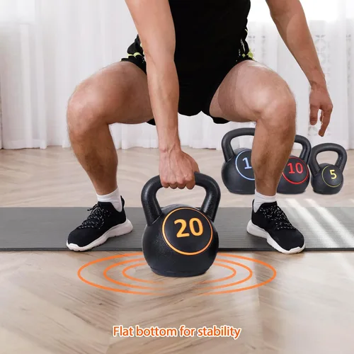 Miniatura 4 de JupiterForce Juego de pesas rusas de agarre ancho, 4 piezas de pesas rusas de entrenamiento de fuerza, juego de pesas de 5 libras, 10 libras, 15