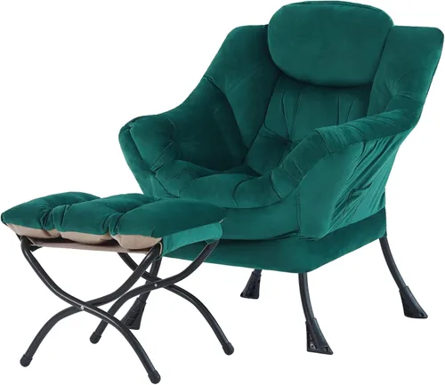 Miniatura 35 de Tiita - Sillón reclinable con otomana, grande, moderno, silla de ocio, de lectura, con reposapiés, para dormitorio, sala de estar, dormitorios, Gris