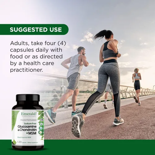 Miniatura 5 de Emerald Labs Glucosamina y condroitina con MSM - Suplemento para la salud ósea y las articulaciones - Sin gluten - 120 cápsulas