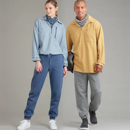 Miniatura 4 de Simplicity Paquete de tops con media cremallera para hombre y mujer, cuello y pantalones sin cierre, patrón de costura código 9278, tallas XS-M