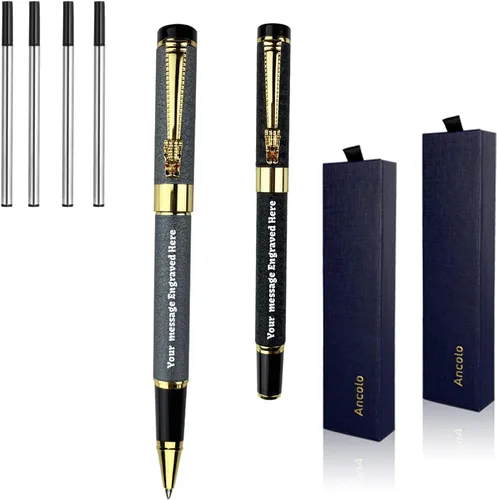 Miniatura 9 de Ancolo Bolígrafos de oficina personales personalizados con caja para bolígrafos, 4 repuestos de tinta extra, bolígrafos de calidad de punta fina