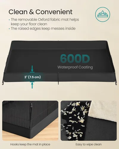 Miniatura 6 de SONGMICS ULPI012BH01 - Jaula para conejillos de indias, jaula para conejos, corralito de animales pequeños con alfombrilla impermeable, puerta