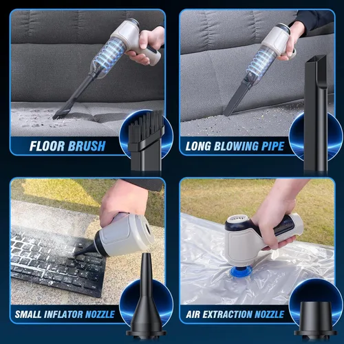 Miniatura 6 de Aspiradora para automóvil, 15000 Pa de mano, recargable, aspiradora húmeda y seca, 120 W de alta potencia para automóvil, mascota, hogar, oficina