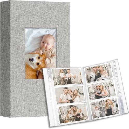 Miniatura 26 de Vienrose Álbum de fotos pequeño de 4 x 6 pulgadas, paquete de 2 mini libros de fotos con cubierta de lino, 26 páginas con capacidad para 52 Azul