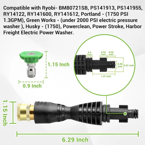 Miniatura 2 de FIXFANS Adaptador de pistola de lavado a presión con conector rápido de 1/4 de pulgada, kit de repuesto de varilla de lavado eléctrico de 6