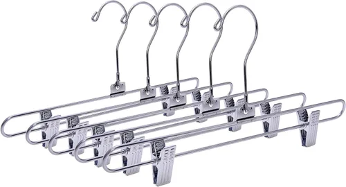 Juego de colgador cromado de calidad para pantalones y faldas – Paquete de 8 con ganchos giratorios de 360 grados, perchas duraderas y antioxidantes