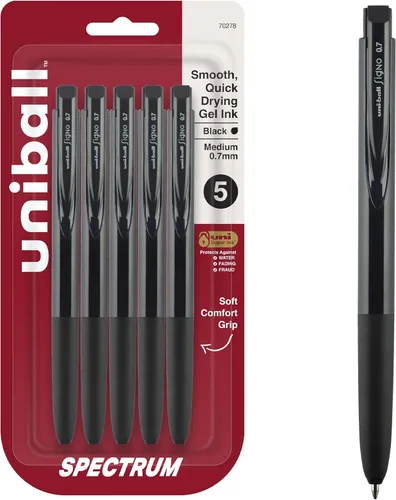 Miniatura 17 de Uniball Spectrum - Bolígrafos de gel retráctiles, punta media (0.028 in), tinta negra, paquete de 12 Negro