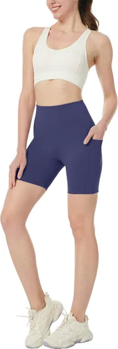KOWTIGER Pantalones cortos de yoga para mujer, cintura alta, con bolsillos, elásticos, para ciclismo, correr, deporte, entrenamiento, gimnasio