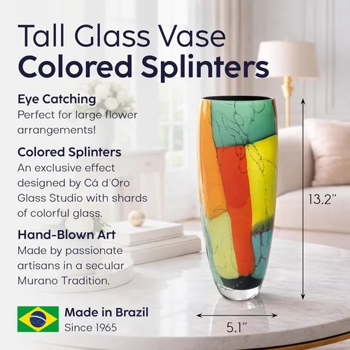 Miniatura 2 de Ca D Oro - Jarrón de cristal de color con astillas sopladas a mano de Murano - Modelo 333 MS