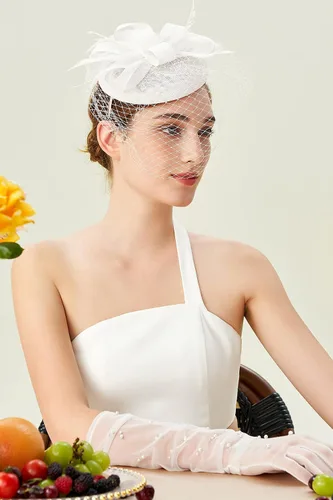 Miniatura 4 de BABEYOND Fascinator Hat Veil Feather Fascinators Hair Clip Tea Party Pillbox Derby Hat Fascinator Bridal Wedding Veil