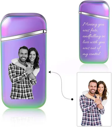 Miniatura 2 de Fortheday Encendedor eléctrico personalizado para hombres, encendedor grabado personalizado con encendedores recargables por USB para el día