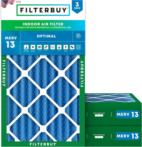 Miniatura 14 de Filterbuy Filtro de aire de 8 x 14 x 1 pulgadas MERV 13 de defensa óptima (paquete de 3), filtros de aire de repuesto plisados HVAC para calderas