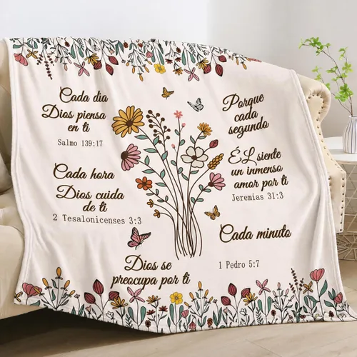 Miniatura 15 de Manta Cristiana, Regalos de Cumpleaños para Mujeres y Hombres, Manta Decorativa Inspiradora de Escritura con Versículo Bíblico Regalos Religiosos