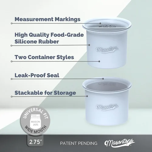 Miniatura 2 de Masontops Snack Stack - Separadores de tarros Mason para frascos de boca ancha, avena durante la noche y recipientes de preparación de comidas