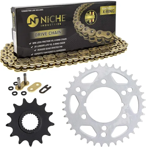 Miniatura 11 de Combinación de Cadena y Piñón de Transmisión NICHE para Polaris Scrambler 500, Trail Blazer 400 Delantero 13 Dientes Trasero 36 Dientes 520V Anillo