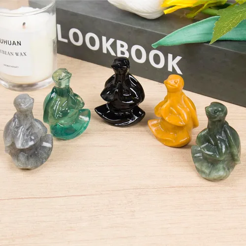 Miniatura 5 de Escultura de meditación de tortuga marina de fluorita, escultura de yoga tallada a mano, decoración espiritual, regalo de equilibrio de chakras