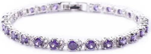 Miniatura 2 de RIZILIA Pulsera redonda de tenis chapada en oro blanco con circonita cúbica multicolor, 7 pulgadas, multi