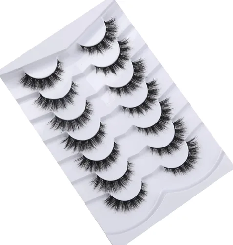 Miniatura 581 de Pooplunch - Pestañas postizas finas de visón sintético, estilo ojo de gato, naturales, cruzadas, tipo racimo, efecto 8D de volumen, tiras