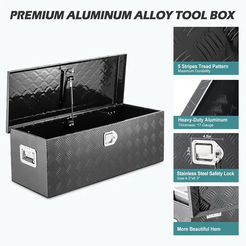 Miniatura 6 de Caja de herramientas de aluminio de 39 pulgadas de largo x 15 pulgadas de ancho x 14 pulgadas de alto, cajas de herramientas resistentes con 2