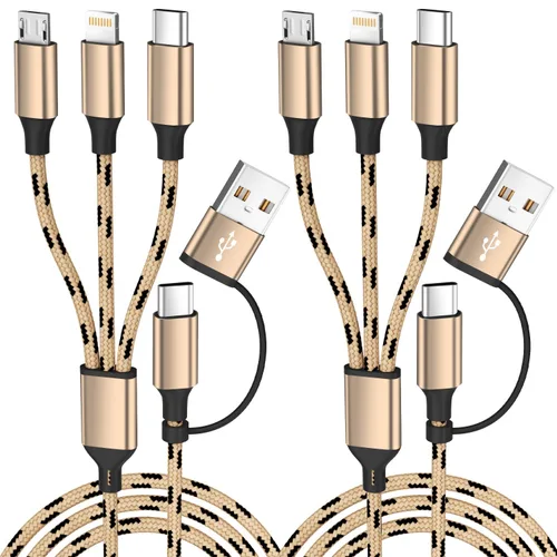 Miniatura 34 de Cable de carga múltiple (paquete de 2 cables de 4 pies) 3 en 1 para múltiples dispositivos, cable de carga universal trenzado de nailon para Negro