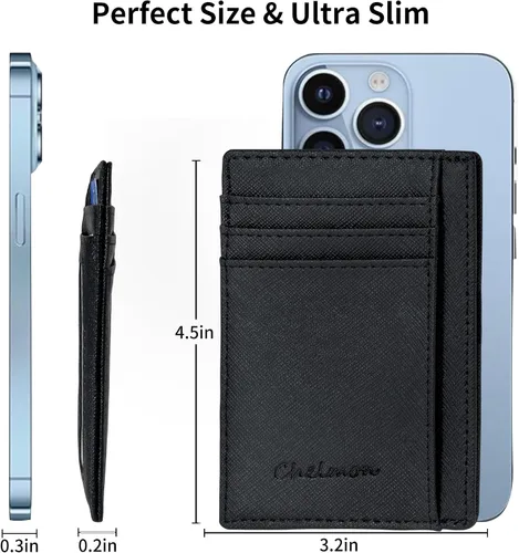 Miniatura 45 de Cartera Chelmon Slim RFID - Cartera de bolsillo frontal minimalista para tarjetas de crédito delgadas