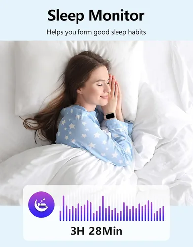 Miniatura 6 de Rastreador de actividad física con monitor de frecuencia cardíaca, sueño, oxígeno en sangre, reloj delgado para mujeres y hombres, IP68, podómetro