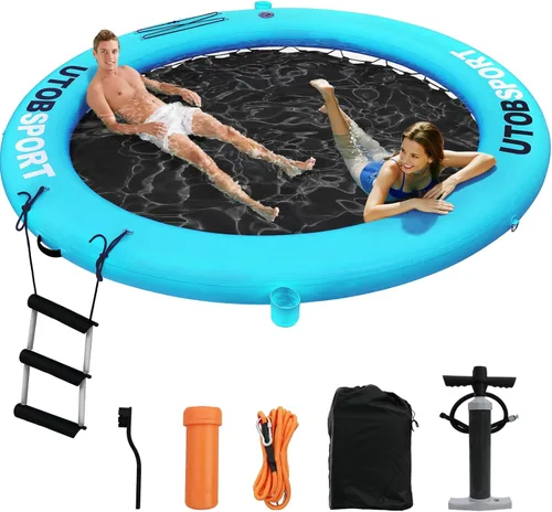 Miniatura 4 de Inflatable Water Hammock Floating Dock 8FT / 10FT Water Floating Island Raft for Lake Boat Pool Ocean Adults Kids, with W/Cupholder & Pump