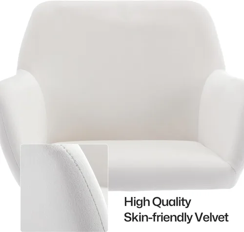 Miniatura 9 de Silla de escritorio de pelo sintético giratoria 360°, silla de oficina ajustable en altura con base dorada para adolescentes, mujeres y niñas, silla