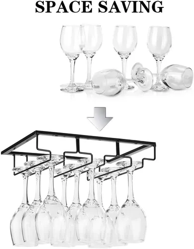 Miniatura 2 de FOMANSH Estante para Copas de Vino - Soporte para Copas de Vino debajo del Gabinete, Organizador de Metal para Copas de Vino y Vasos, Colgador