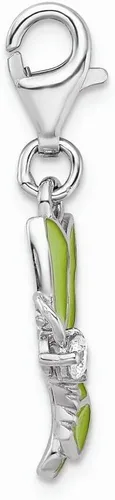 Miniatura 2 de Abalorio de mariposa de circonita cúbica verde esmaltada .925, dije de clic AC1544ES