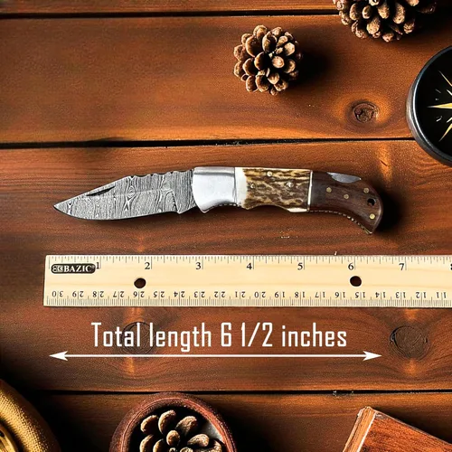 Miniatura 7 de Cuchillo plegable de bolsillo de acero de Damasco personalizado, regalo personalizado para marido, papá, novio, regalos de padrinos de boda, regalos