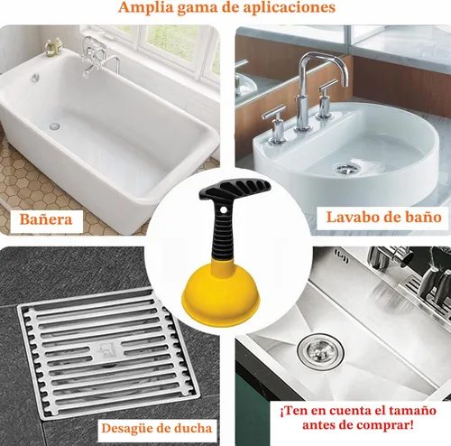 Miniatura 5 de Émbolo para fregadero, mini émbolo fácil de usar con mango corto, potente herramienta de desatascamiento para fregadero de cocina, ducha, desagües