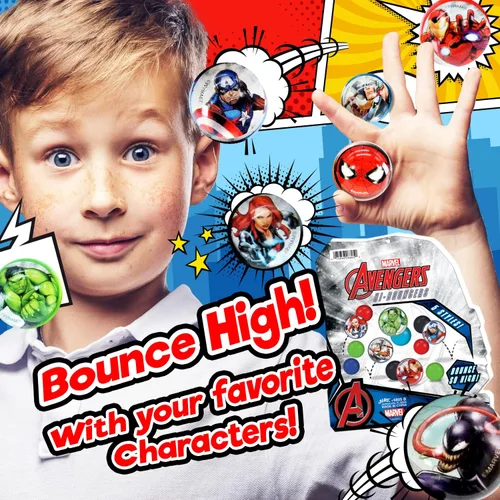 Miniatura 4 de JA-RU Marvel Avengers Bouncy Superballs Super Hi Bounce de 1.2 pulgadas (paquete de bolas) Hulk, Thor, Cap America y Friends Fidget Balls Juguetes