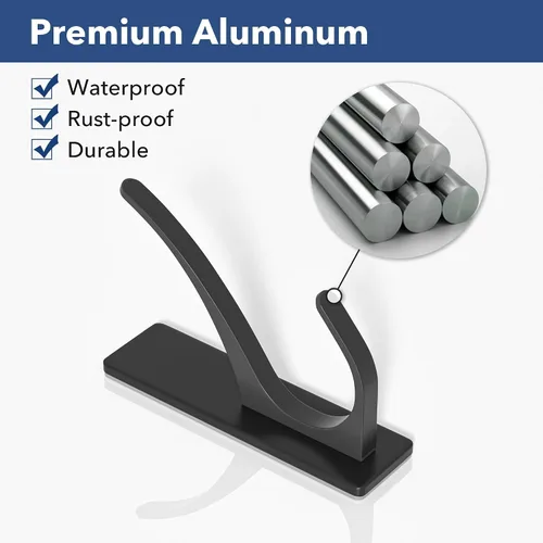 Miniatura 6 de Paquete de 10 ganchos autoadhesivos para colgar abrigos, dobles, de acero inoxidable, resistentes, para toallas, mochilas, sombreros, baño, Negro