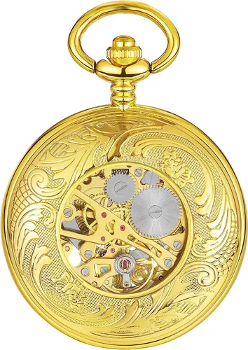 Miniatura 29 de ShoppeWatch Reloj de bolsillo para hombre con cadena Reloj de bolsillo vintage de cuerda a mano Reloj de bolsillo clásico con movimiento