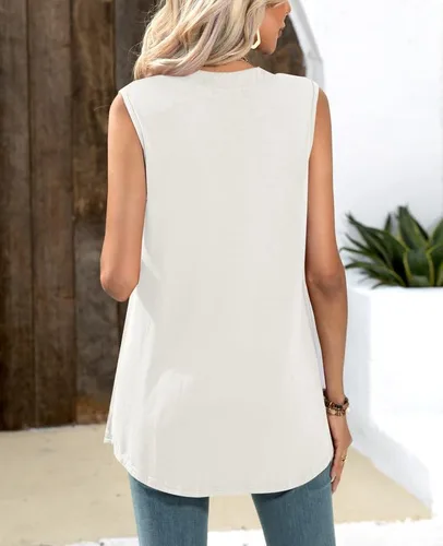 Miniatura 5 de Spadehill Camisetas sin mangas de gasa con cuello en V para mujer