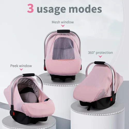 Miniatura 6 de Fundas de asiento de coche para bebé, funda de asiento de automóvil de verano para bebé con ventana de malla transpirable ajustable y bolsillo