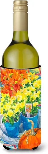Miniatura 30 de Caroline's Treasures 6015LITERK Flower – Bird of Paradise Botella de vino Hugger Botella Enfriador de Frigorífico Hugger Funda Abrazadora Lavable a