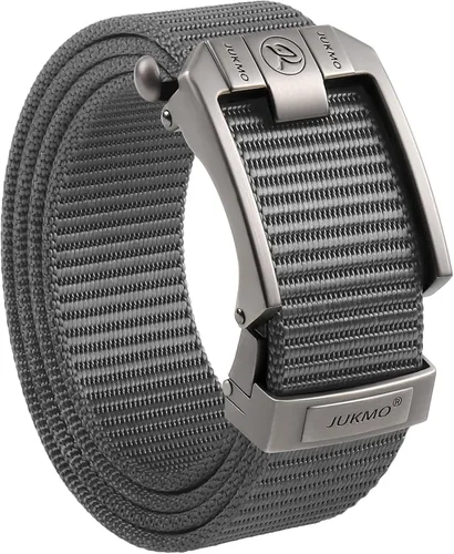 Miniatura 10 de JUKMO Cinturón de trinquete para hombre, cinturón táctico de nailon con hebilla deslizante automática, ribete ajustable para adaptarse