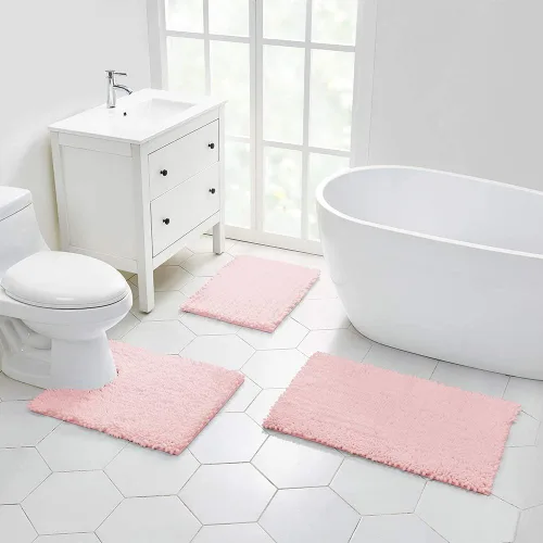Miniatura 231 de Walensee Alfombra de baño antideslizante (24x17 pulgadas, rosa polvoriento) absorbente de agua, súper suave, lanuda de felpilla, lavable a máquina
