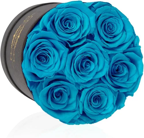 Miniatura 2 de NATROSES 7 piezas de rosas preservadas en una caja, flores preservadas para cumpleaños, regalos de flores para el Día de la Madre (negro)