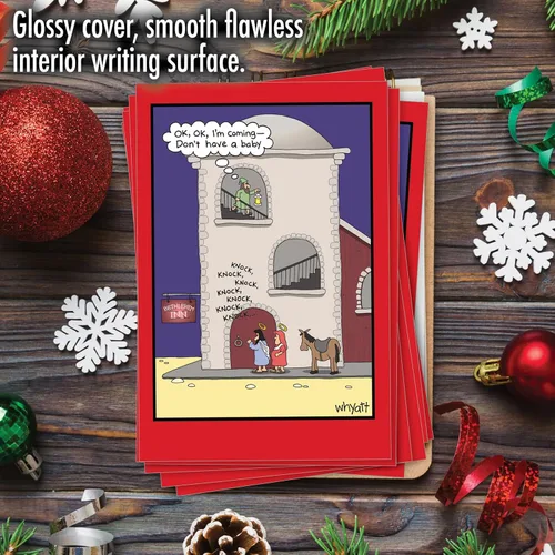 Miniatura 3 de NobleWorks - 12 divertidas tarjetas de felicitación de Navidad con dibujos animados - Set de caja cómico, tarjetas de notas navideñas de humor