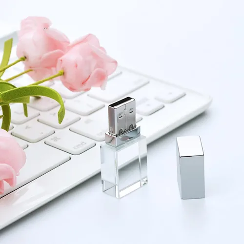 Miniatura 5 de Nuevo rectángulo transparente cristalino USB Flash Drive Regalo de boda Pen Drive, plata