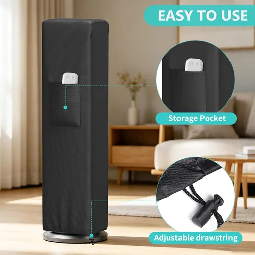 Miniatura 5 de STARTWO Tower Fan Cover, Waterproof Dustproof Fan Protective Cover with Pocket