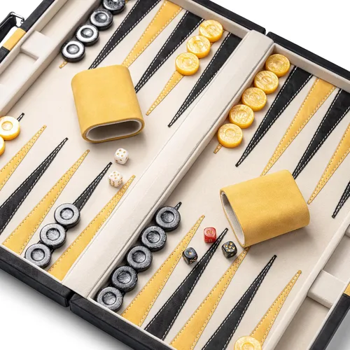 Miniatura 9 de Juegos de backgammon de 15 pulgadas para adultos, tablero clásico de backgammon con dados de damas únicos, exterior de piel sintética e